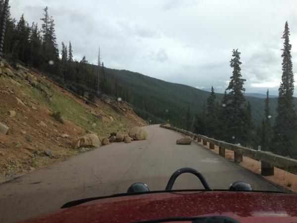 Rock slide onto Guanella Pass